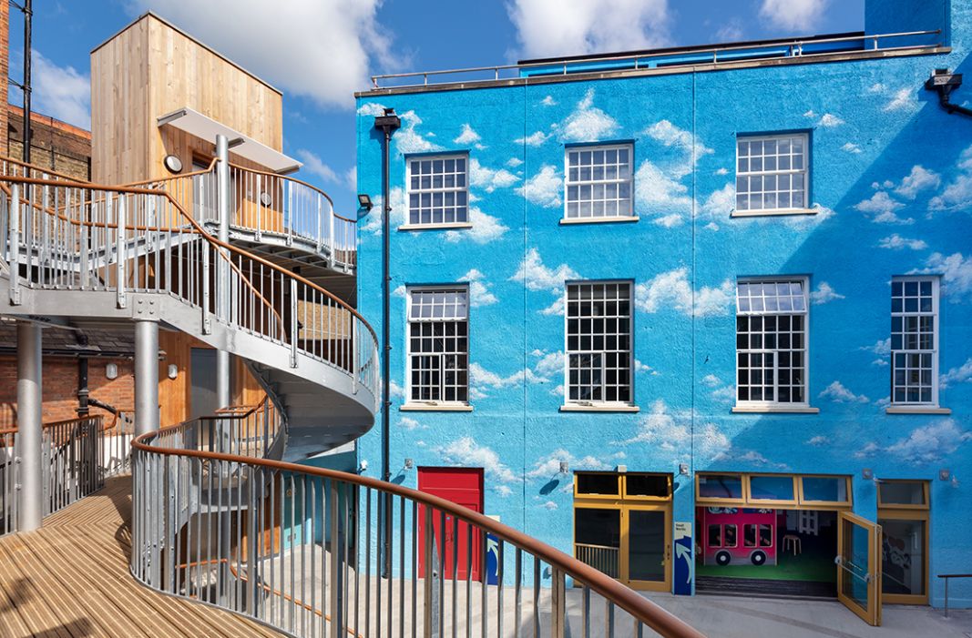 Blue sky courtyard