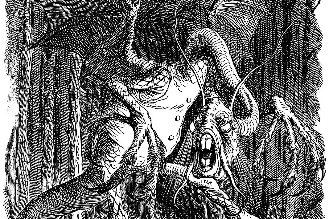Line drawing of a monster