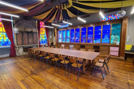 Our Harry Potter themed Magic Common Room with one large table and chairs