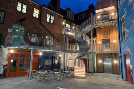 Our courtyard at night